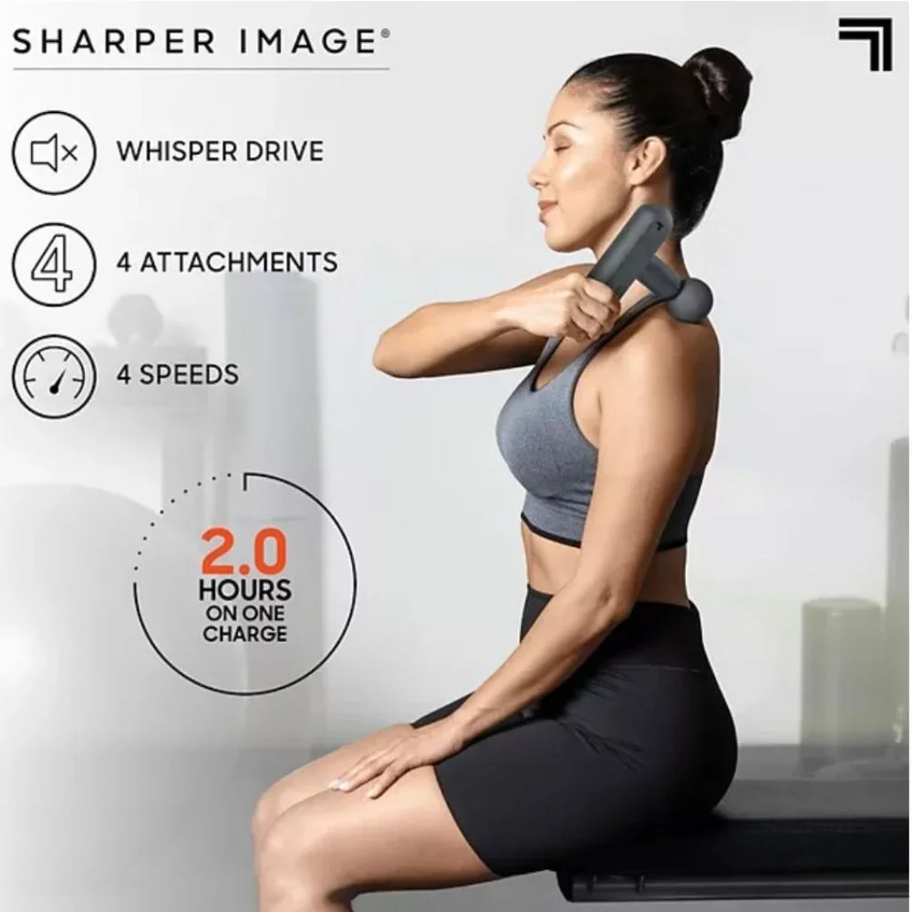 Sharper Image Powerboost Move Deep Tissue Dark Gray Travel Percussion Massager - Picture 4 of 5